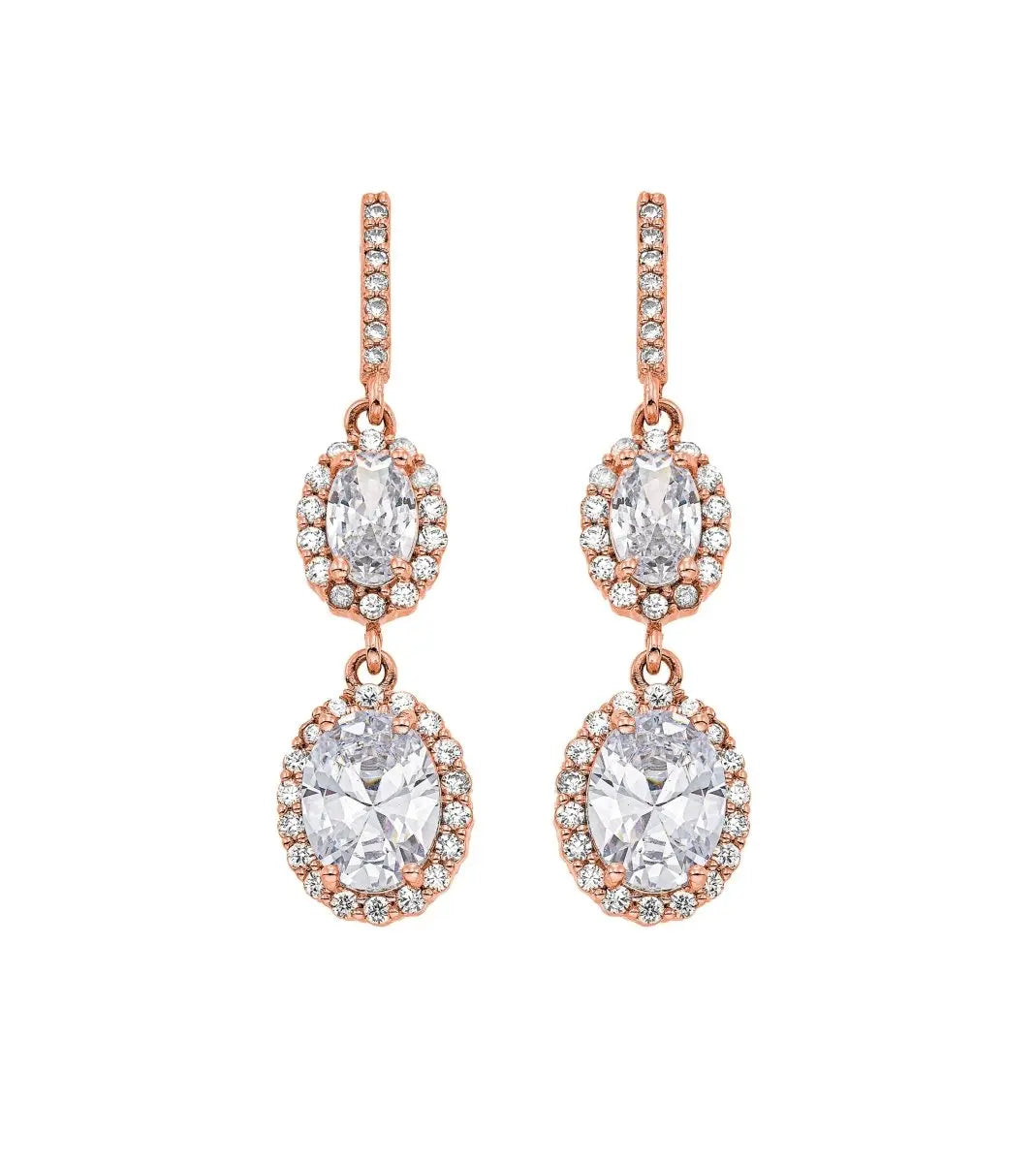 Gloria Hope GH22RW-10017 Νυφικά Σκουλαρίκια Από Ροζ Επιχρυσωμένο Ατσάλι - Κοσμηματοπωλείο Goldy