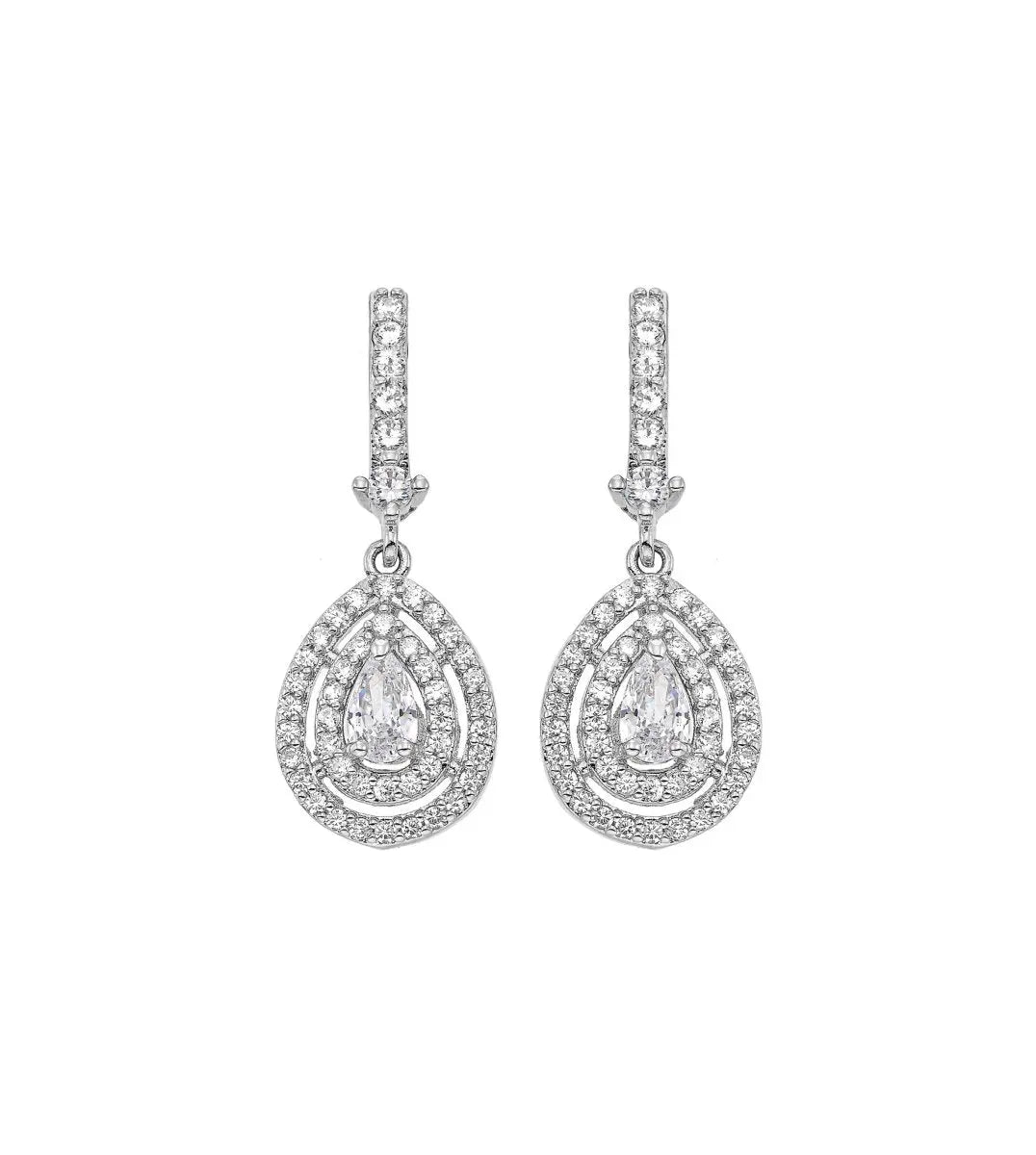 Gloria Hope GH22W-10007 Νυφικά Σκουλαρίκια Από Ατσάλι με Λευκά Ζιργκόν - Κοσμηματοπωλείο Goldy