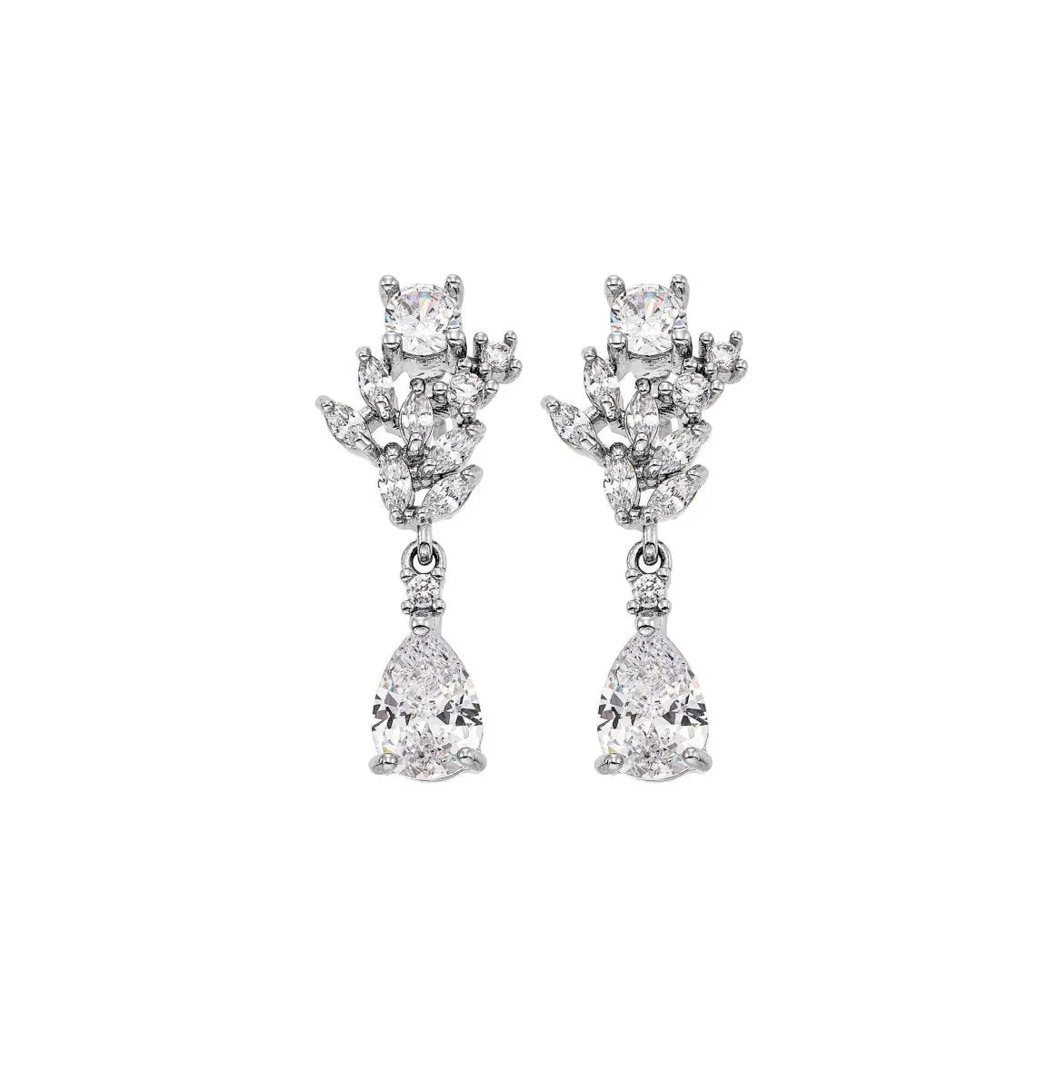 Gloria Hope GH22W-10009 Νυφικά Σκουλαρίκια Από Ατσάλι με Λευκά Ζιργκόν - Κοσμηματοπωλείο Goldy