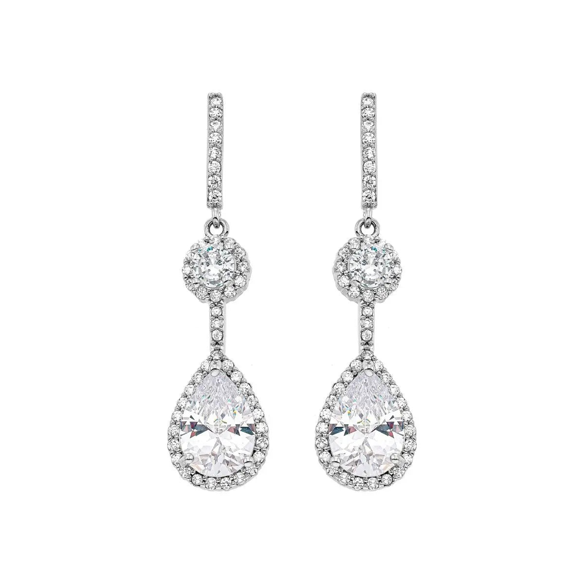 Gloria Hope GH22W-10015 Νυφικά Σκουλαρίκια Από Ατσάλι με Λευκά Ζιργκόν - Κοσμηματοπωλείο Goldy