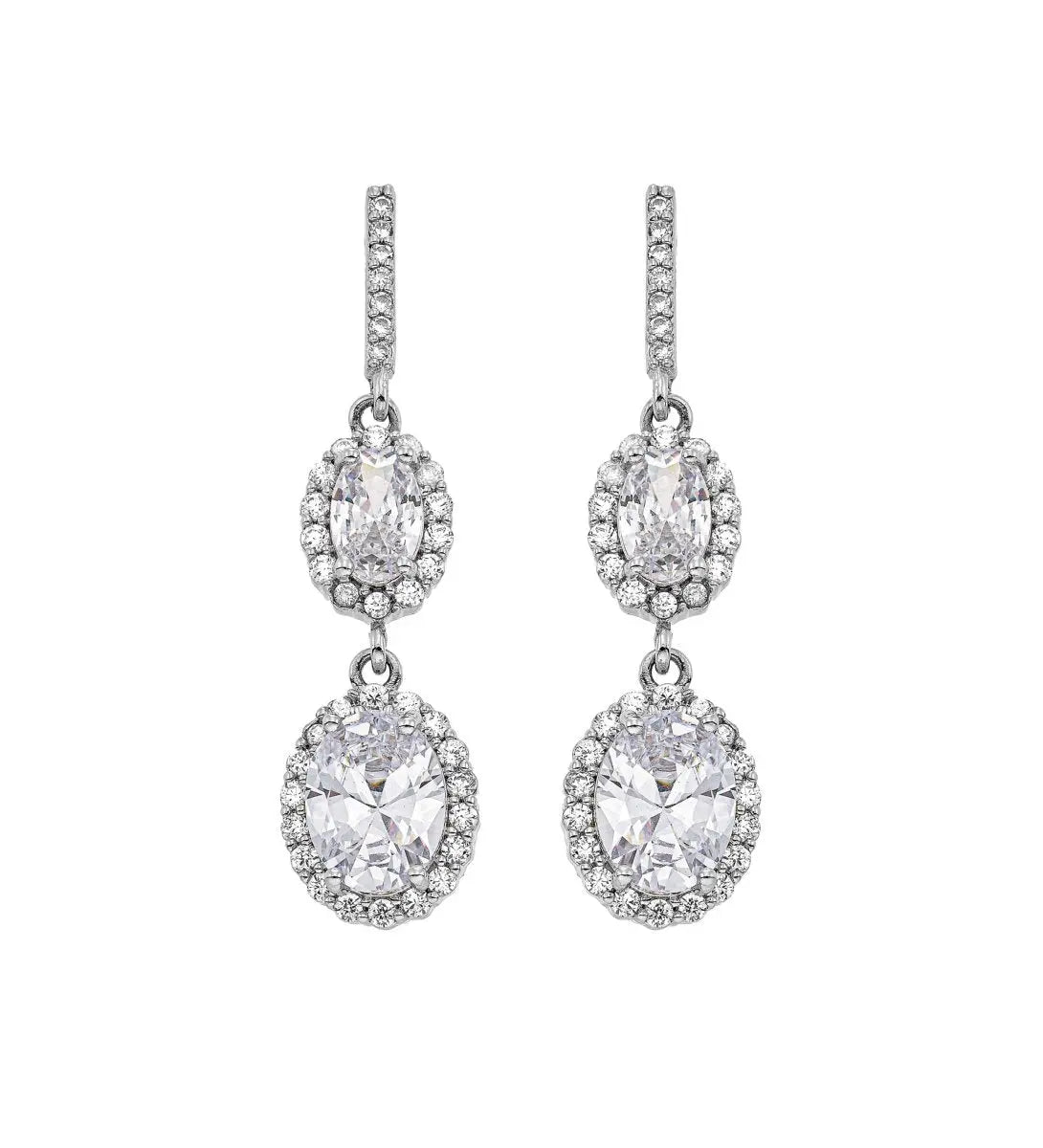 Gloria Hope GH22W-10017 Νυφικά Σκουλαρίκια Από Ατσάλι με Λευκά Ζιργκόν - Κοσμηματοπωλείο Goldy