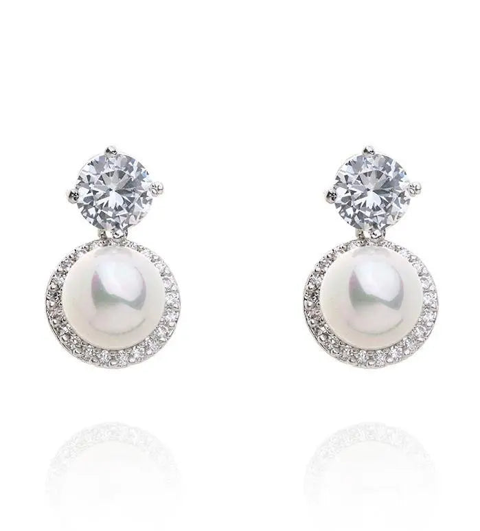 Gloria Hope GH22W-10063 Νυφικά Σκουλαρίκια Από Ατσάλι Με Πέρλα - Κοσμηματοπωλείο Goldy