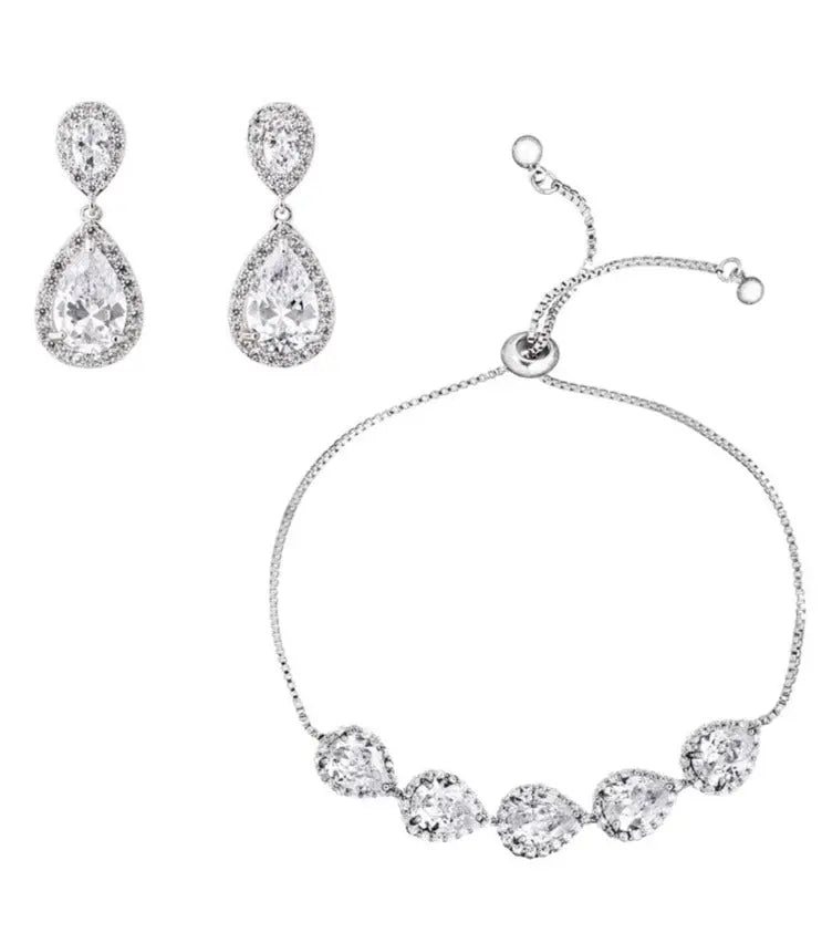 Gloria Hope GH23W-10031 Νυφικό Σετ Κολιέ με Σκουλαρίκια Από Ατσάλι - Κοσμηματοπωλείο Goldy