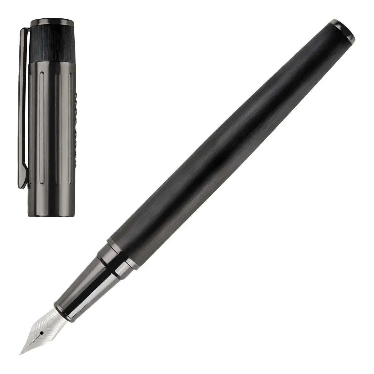 HUGO BOSS HSV3062A Πένα Gear Ribs Black Fountain Pen - Κοσμηματοπωλείο Goldy