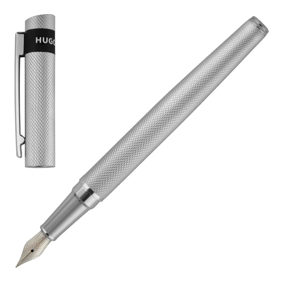 HUGO BOSS HSW3672B Στυλό Loop Diamond Chrome Fountain Pen - Κοσμηματοπωλείο Goldy