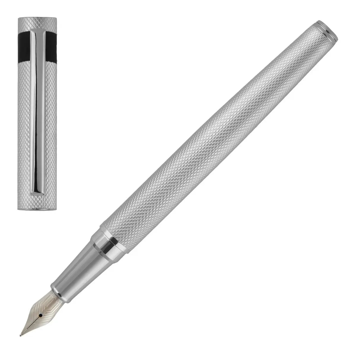 HUGO BOSS HSW3672B Στυλό Loop Diamond Chrome Fountain Pen - Κοσμηματοπωλείο Goldy