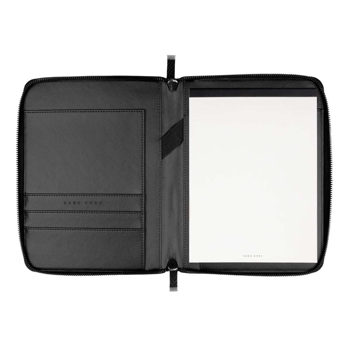 HUGO BOSS HTM106A Ντοσιέ A5 Herringbone Black Zip Folder - Κοσμηματοπωλείο Goldy