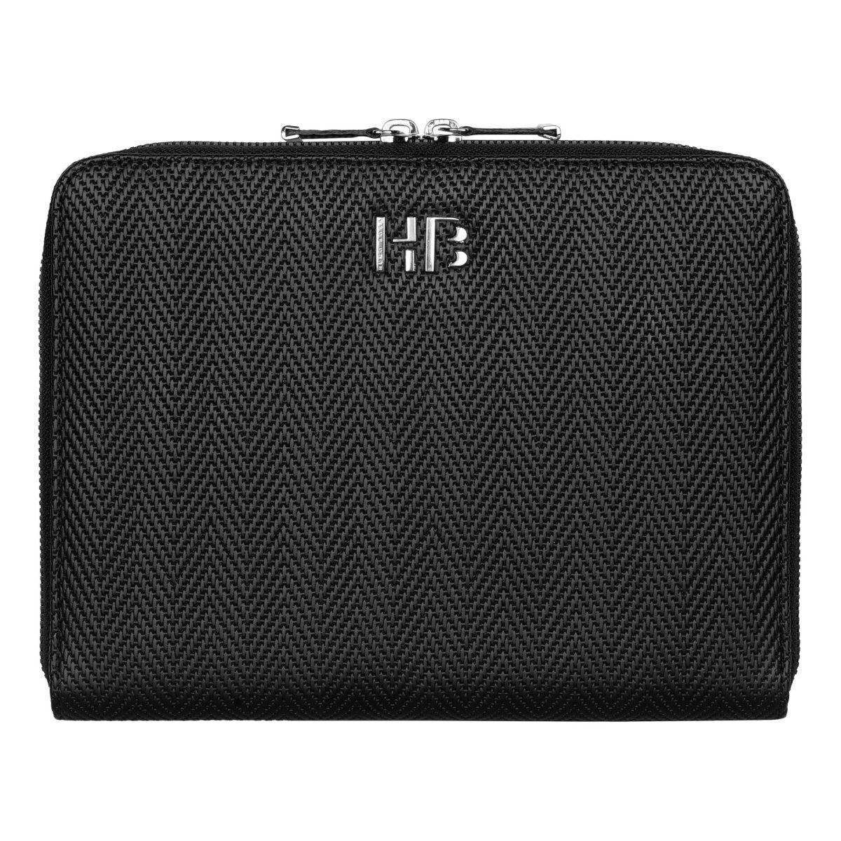 HUGO BOSS HTM106A Ντοσιέ A5 Herringbone Black Zip Folder - Κοσμηματοπωλείο Goldy