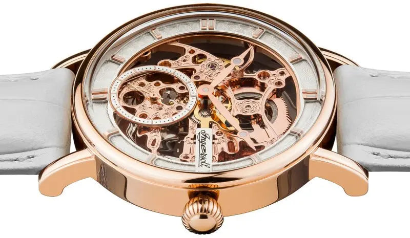 Ingersoll I00404 Herald Automatic White Leather Strap - Κοσμηματοπωλείο Goldy
