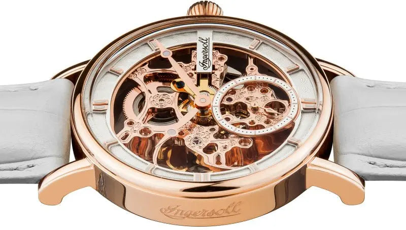 Ingersoll I00404 Herald Automatic White Leather Strap - Κοσμηματοπωλείο Goldy