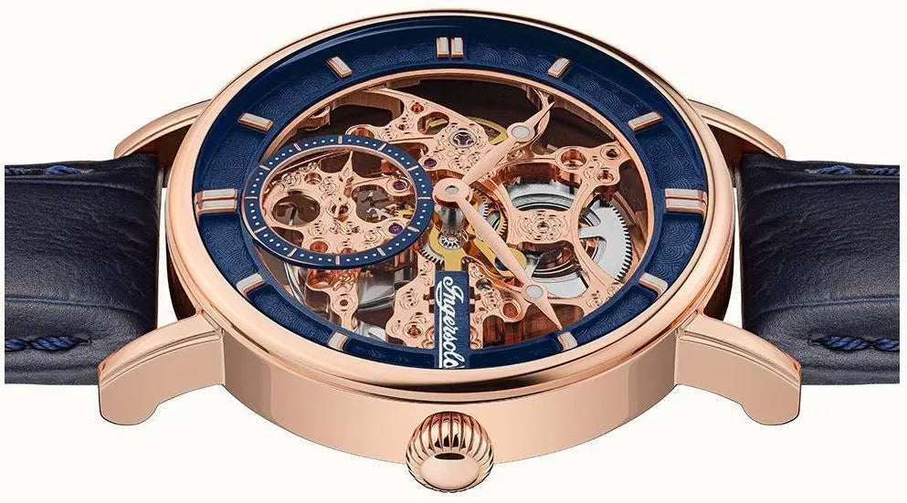 Ingersoll I00407B Herald Automatic Blue Leather Strap - Κοσμηματοπωλείο Goldy