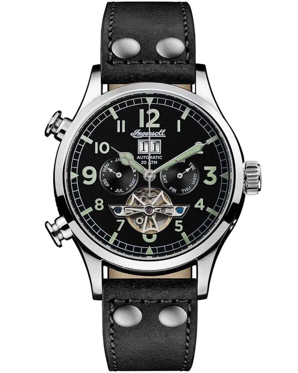 Ingersoll I02102 Armstrong Automatic Black Leather Strap - Κοσμηματοπωλείο Goldy