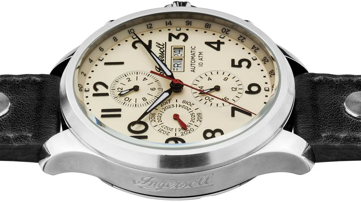 Ingersoll I02301 Delta Automatic Black Leather Strap - Κοσμηματοπωλείο Goldy