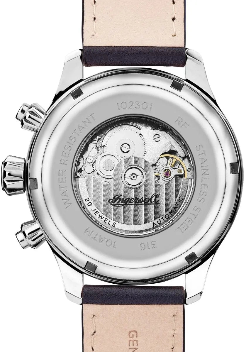 Ingersoll I02301 Delta Automatic Black Leather Strap - Κοσμηματοπωλείο Goldy