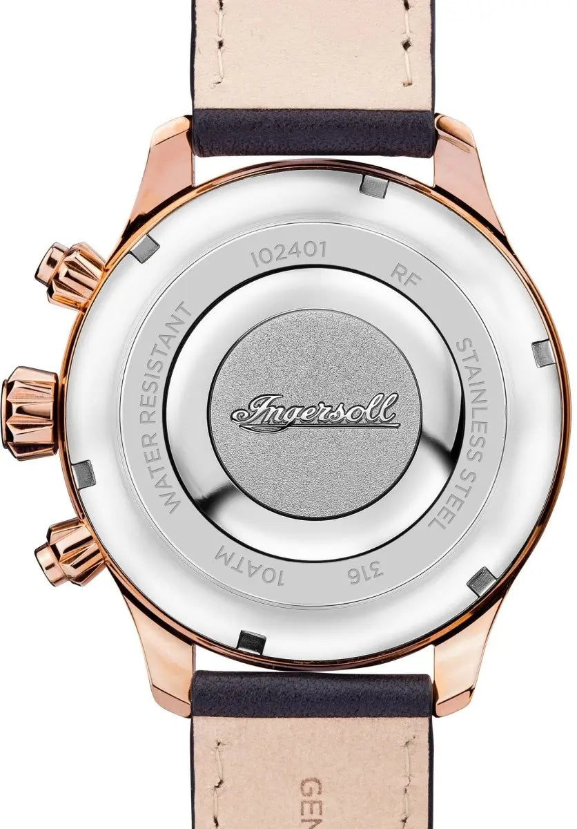 Ingersoll I02401 Delta Chronograph Black Leather Strap - Κοσμηματοπωλείο Goldy