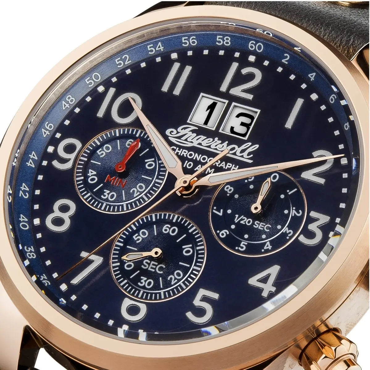 Ingersoll I02401 Delta Chronograph Black Leather Strap - Κοσμηματοπωλείο Goldy