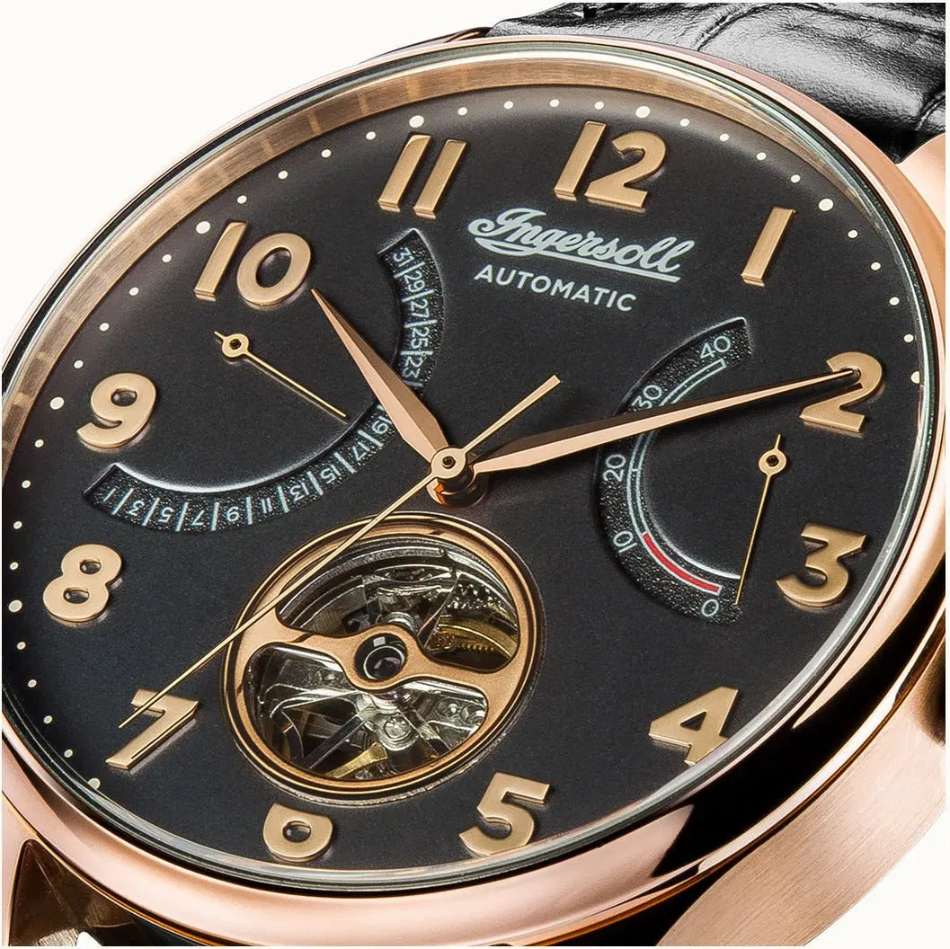 Ingersoll I04602 Hawley Automatic Black Leather Strap - Κοσμηματοπωλείο Goldy