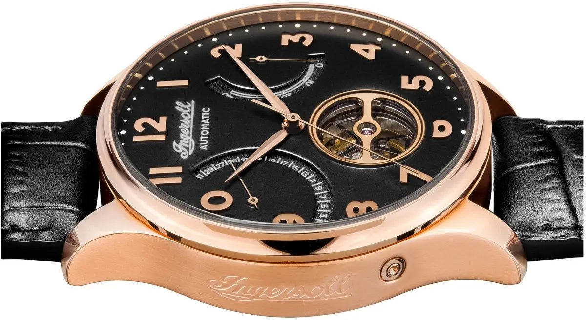 Ingersoll I04602 Hawley Automatic Black Leather Strap - Κοσμηματοπωλείο Goldy