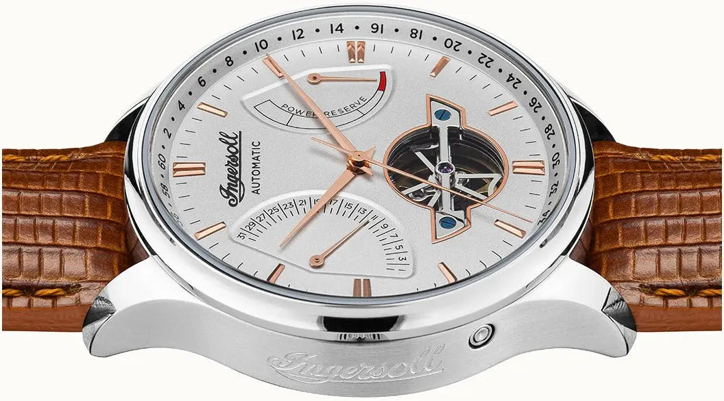 Ingersoll I04605 Hawley Automatic Brown Leather Strap - Κοσμηματοπωλείο Goldy