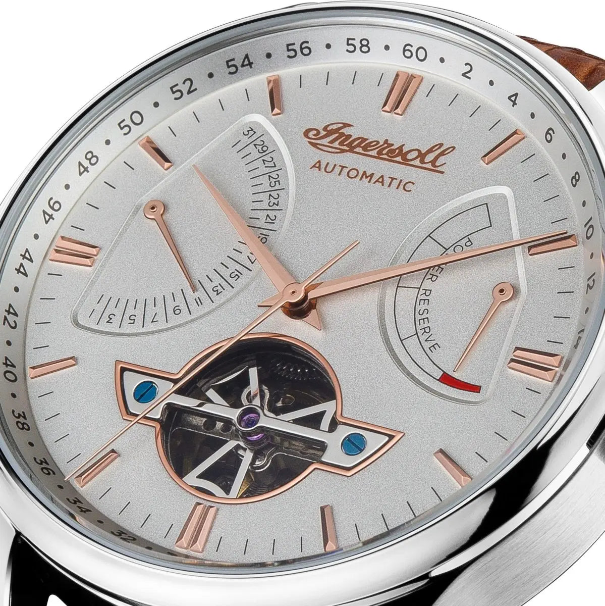 Ingersoll I04605 Hawley Automatic Brown Leather Strap - Κοσμηματοπωλείο Goldy
