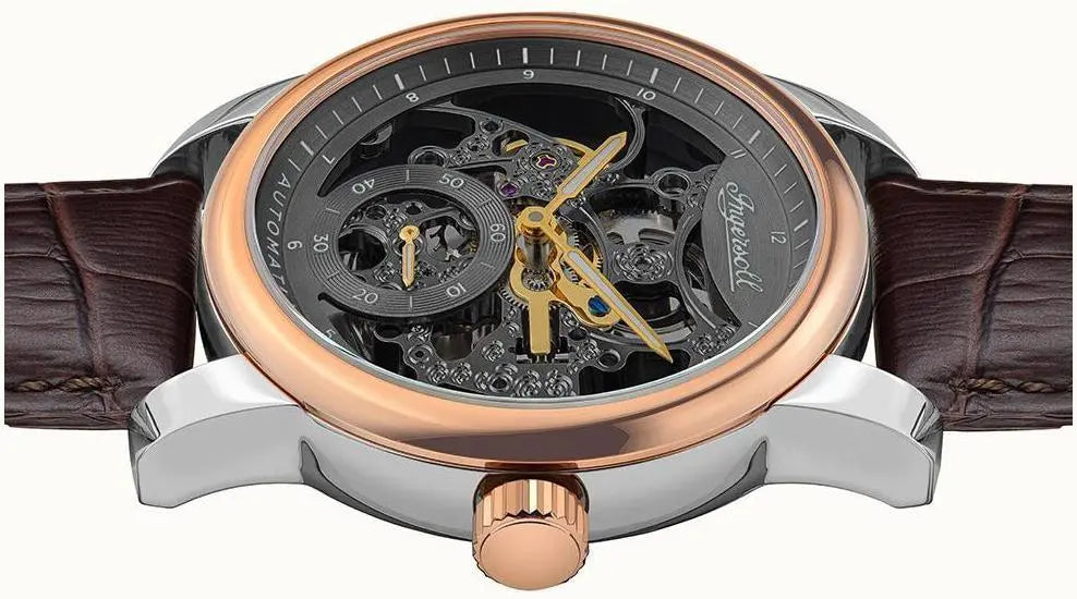 Ingersoll I11001 Baldwin Automatic Brown Leather Strap - Κοσμηματοπωλείο Goldy