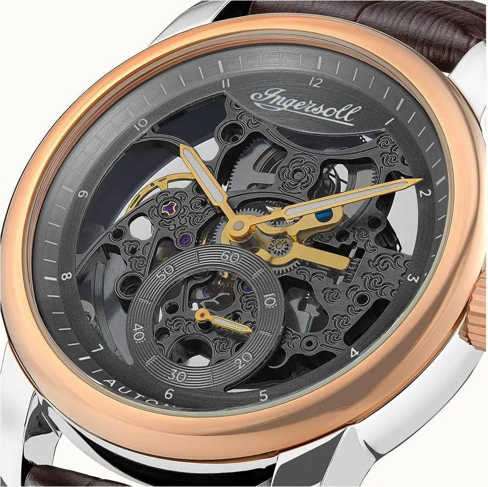Ingersoll I11001 Baldwin Automatic Brown Leather Strap - Κοσμηματοπωλείο Goldy