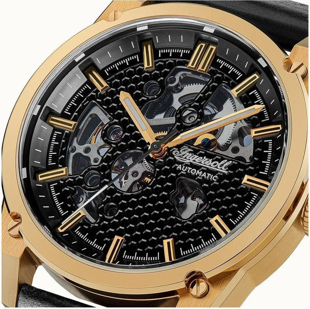 Ingersoll I11601 Carroll Automatic Black Leather Strap - Κοσμηματοπωλείο Goldy