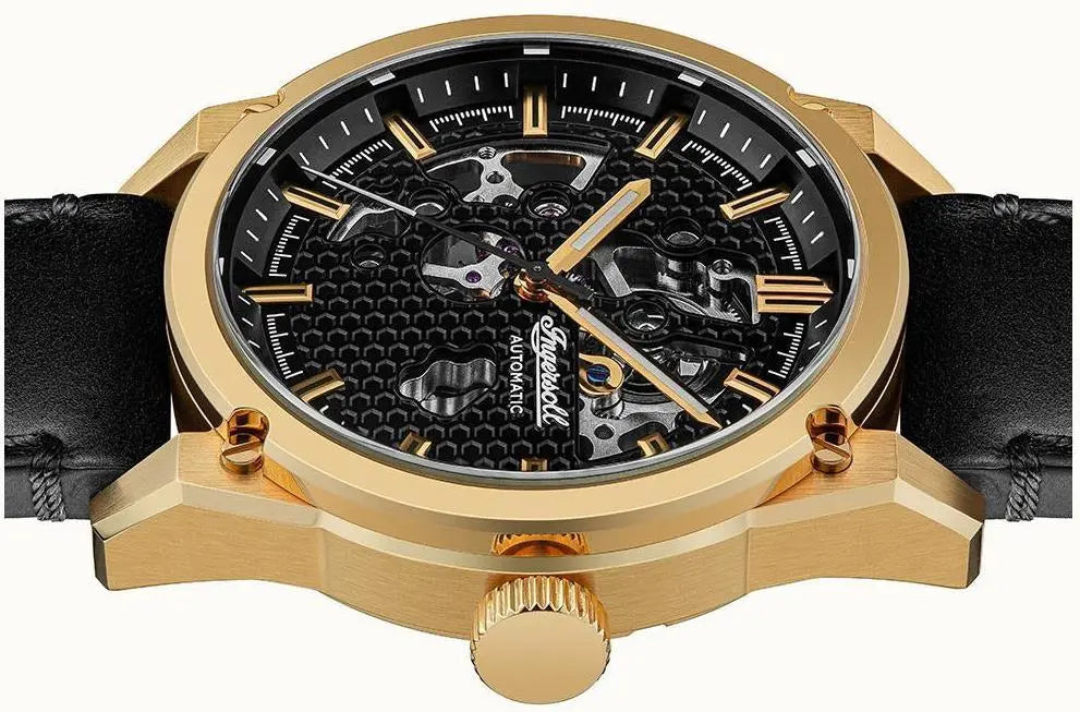 Ingersoll I11601 Carroll Automatic Black Leather Strap - Κοσμηματοπωλείο Goldy