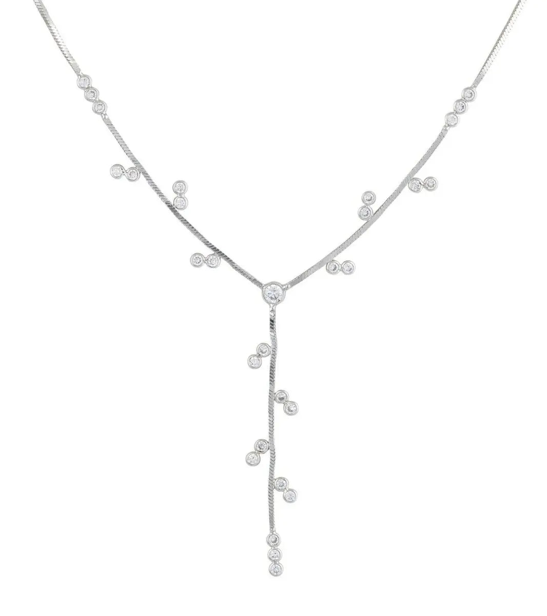Κολιέ K5007 Νυφικό Κλαδί Λευκόχρυσο K14 Με Ζιργκόν - Κοσμηματοπωλείο Goldy