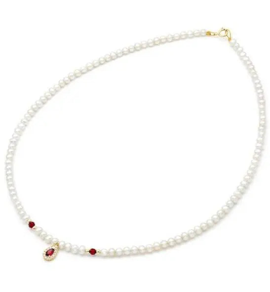 Κολιέ με Μαργαριτάρια 110162 Fresh Water Pearl 3,5-4,0mm με Ροζέτα 14ct - Κοσμηματοπωλείο Goldy