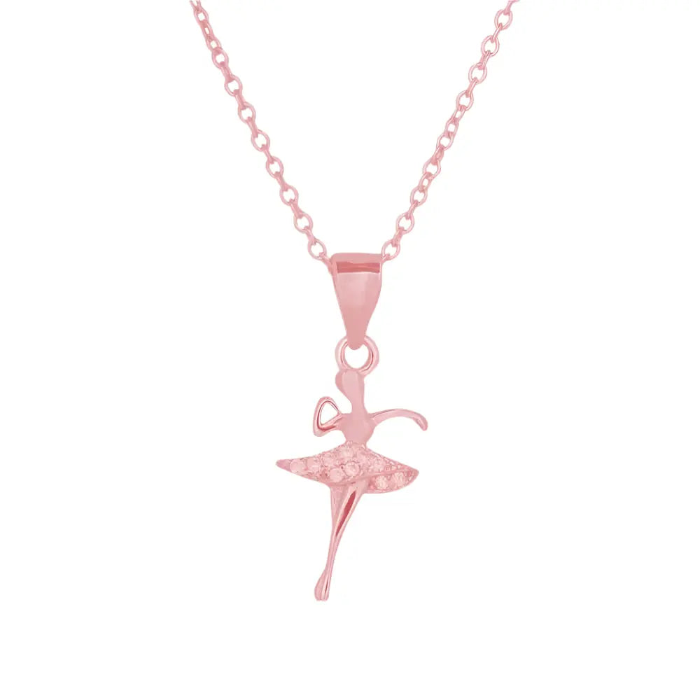 Κολιέ Μπαλαρίνα GM208R Από Ροζ Επιχρυσωμένο Ασήμι - Κοσμηματοπωλείο Goldy
