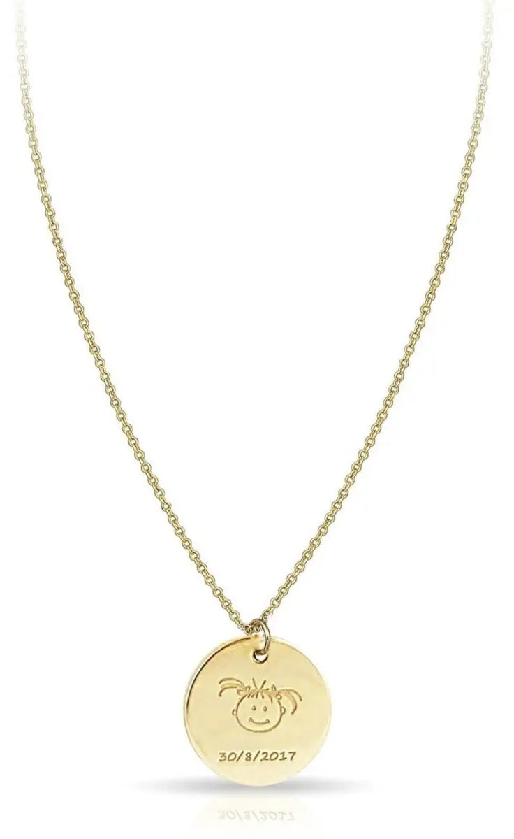 Κολιέ NLT11593 Κοριτσάκι με Ημερομηνία Γέννησης Χρυσό 9ct - Κοσμηματοπωλείο Goldy