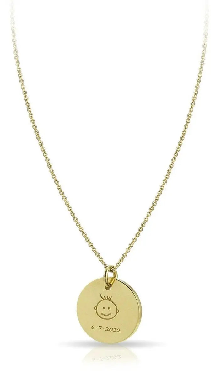 Κολιέ NLT11594 Αγοράκι με Ημερομηνία Γέννησης Χρυσό 9ct - Κοσμηματοπωλείο Goldy