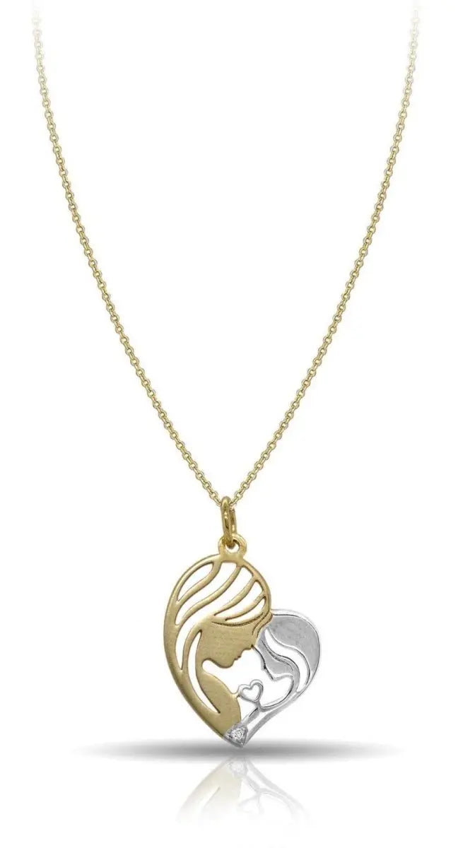 Κολιέ NLT11617 Μαμά με Μωρό Αγκαλιά σε Χρυσό 9ct - Κοσμηματοπωλείο Goldy