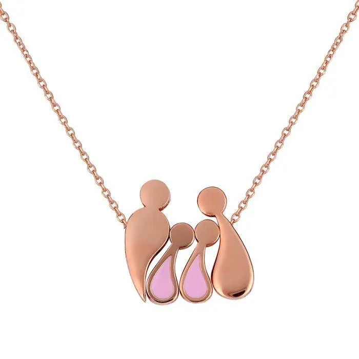 Κολιέ Οικογένεια G1000RR Από Ροζ Επιχρυσωμένο Ασήμι με Ροζ Σμάλτο - Κοσμηματοπωλείο Goldy