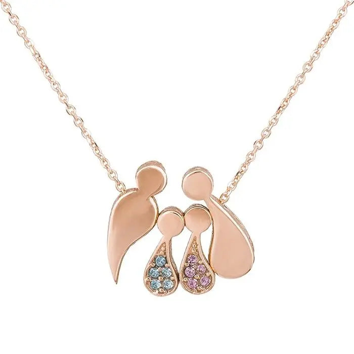 Κολιέ Οικογένεια G2000CR Από Ροζ Επιχρυσωμένο Ασήμι με Ζιργκόν - Κοσμηματοπωλείο Goldy