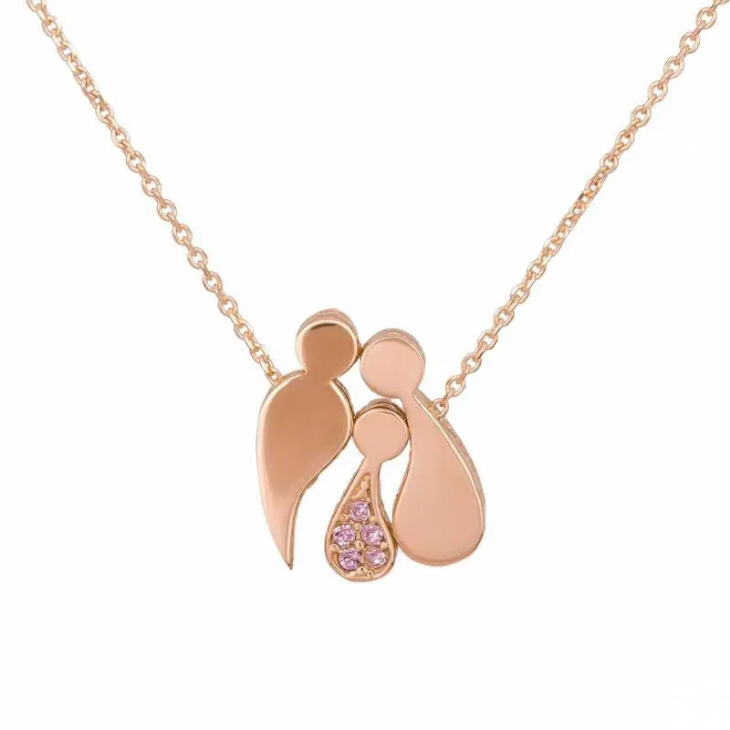 Κολιέ Οικογένεια G2000R Από Ροζ Επιχρυσωμένο Ασήμι με Ζιργκόν - Κοσμηματοπωλείο Goldy