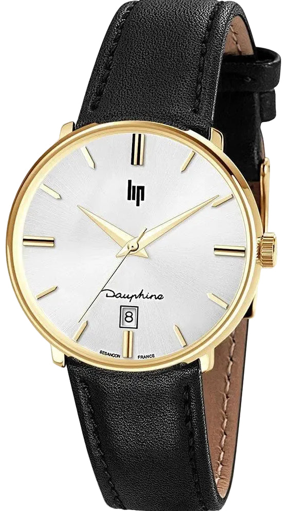 LIP 671426 Dauphine Black Leather Strap - Κοσμηματοπωλείο Goldy