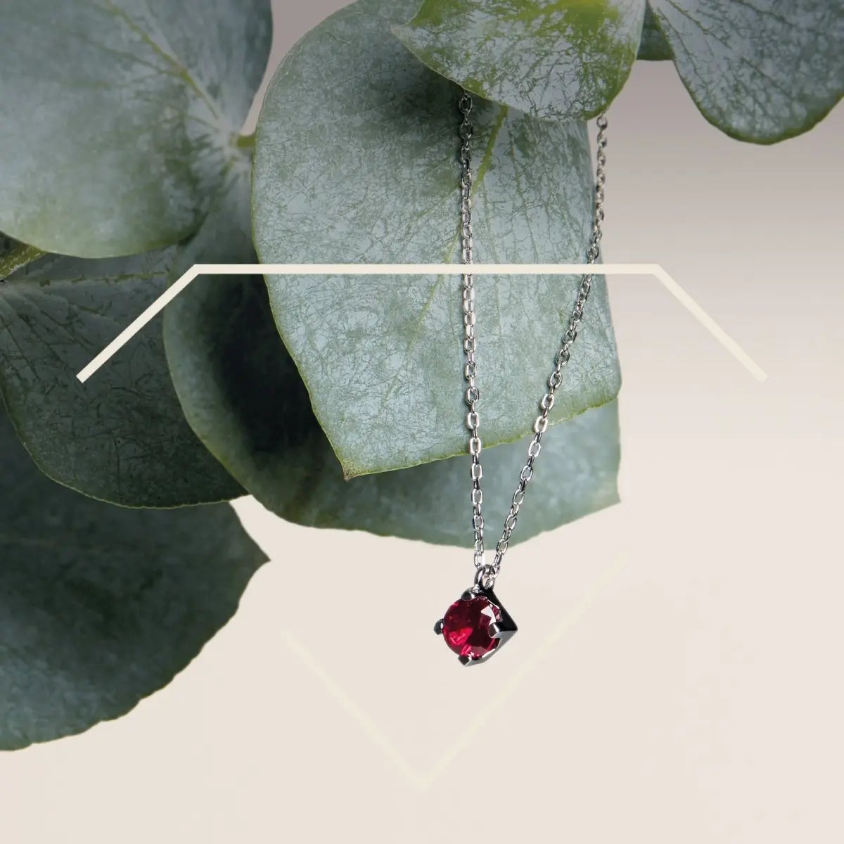 Live Diamond LD05051 Κολιέ 4Griffe Μονόπετρο Με Ρουμπίνι 0.50ct Λευκόχρυσο Κ9 - Κοσμηματοπωλείο Goldy