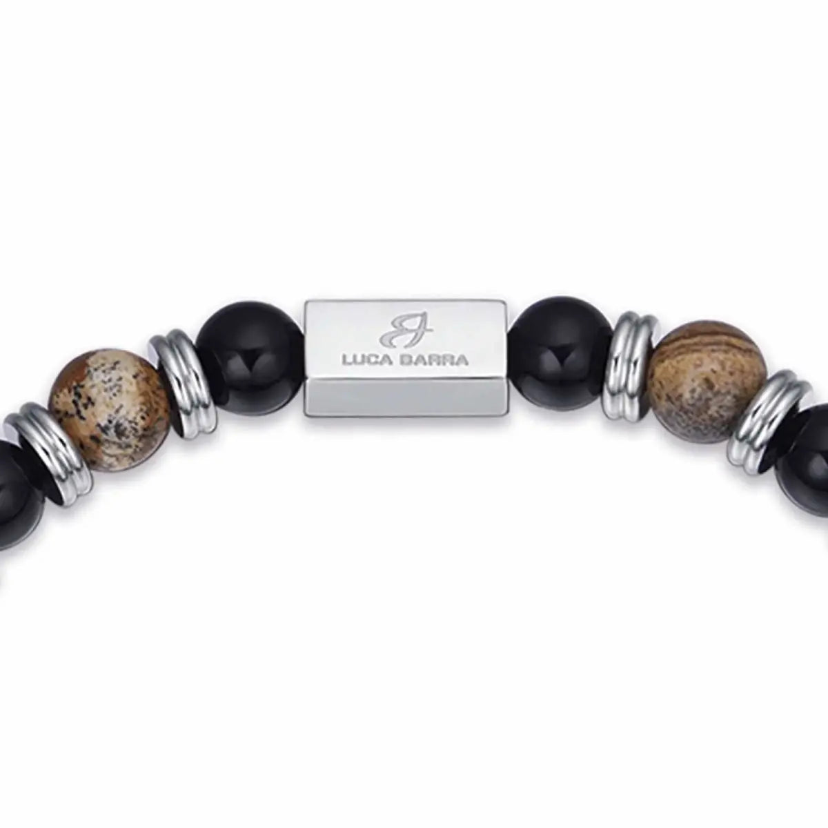 Luca Barra BA1257 Ανδρικό Βραχιόλι Από Ατσάλι με Καφέ Χάντρες - Κοσμηματοπωλείο Goldy