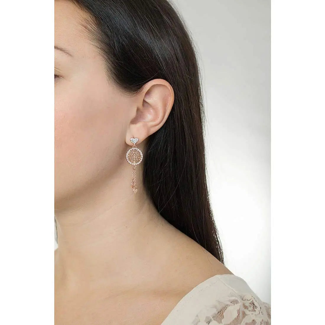 Luca Barra OK883 Κρεμαστά Σκουλαρίκια Από Ροζ Επιχρυσωμένο Ατσάλι - Κοσμηματοπωλείο Goldy