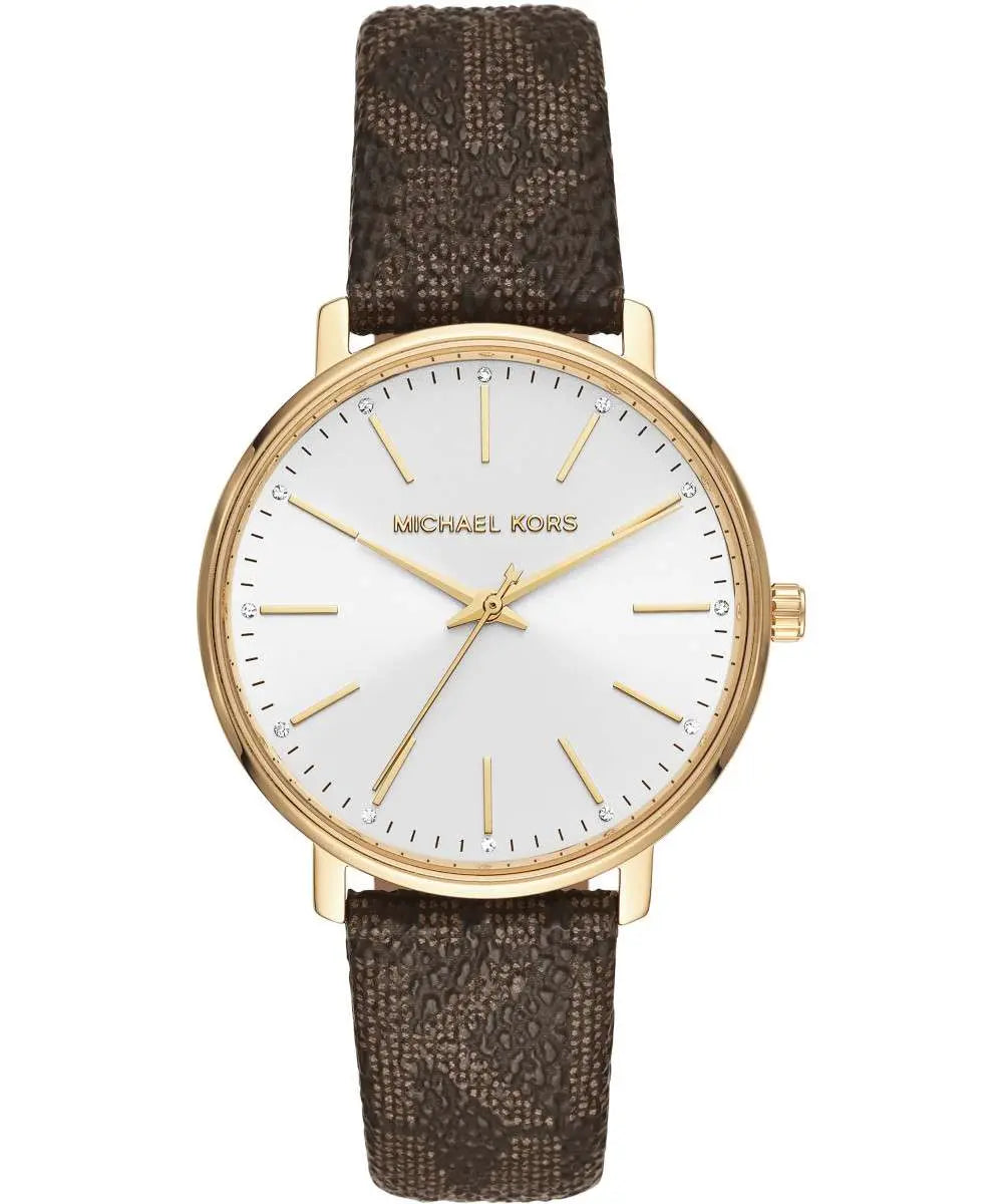 Michael Kors MK2857 Pyper Brown Leather Strap - Κοσμηματοπωλείο Goldy