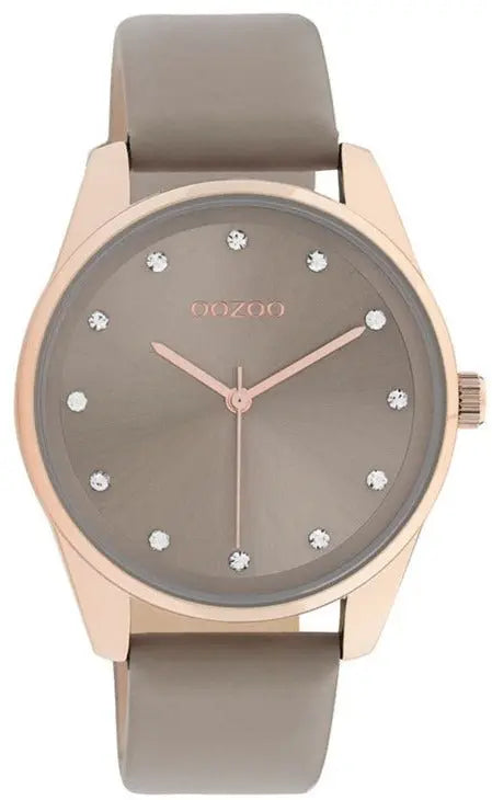 OOZOO C11047 38MM Timepieces Grey Leather Strap - Κοσμηματοπωλείο Goldy