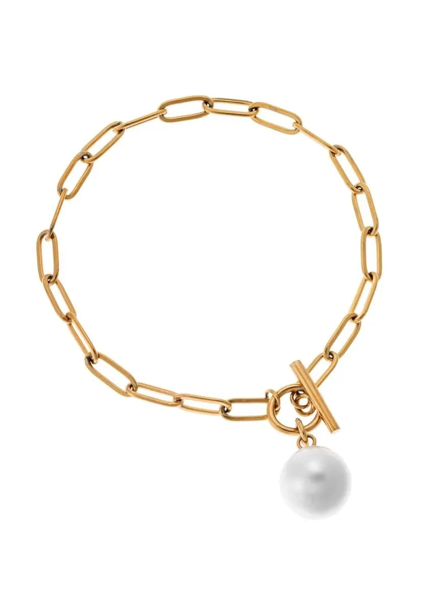 Puppis PUB39654G Βραχιόλι Από Επιχρυσωμένο Ατσάλι με Πέρλα - Κοσμηματοπωλείο Goldy