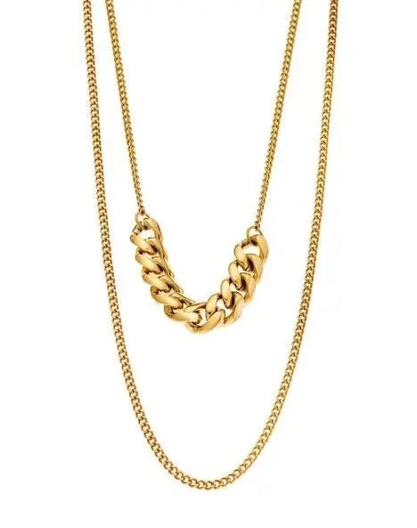 Puppis PUP19489G Κολιέ Διπλό Από Επιχρυσωμένο Ατσάλι - Κοσμηματοπωλείο Goldy