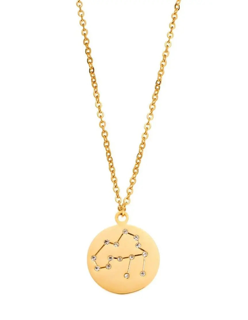 Puppis PUP30077G Κολιέ Ζώδιο Υδροχόος Από Ατσάλι - Κοσμηματοπωλείο Goldy