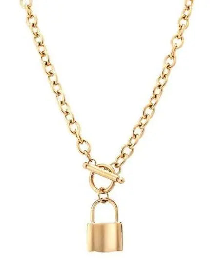 Puppis PUP33242G Κολιέ Αλυσίδα Από Επιχρυσωμένο Ατσάλι με Λουκέτο - Κοσμηματοπωλείο Goldy