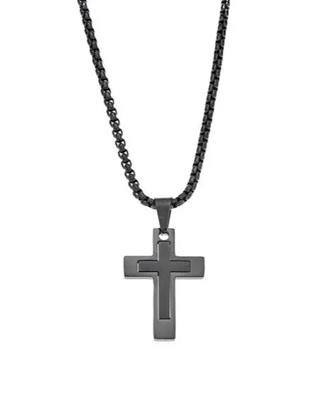 Puppis PUP99008B Σταυρός Από Μαύρο Ανοξείδωτο Ατσάλι - Κοσμηματοπωλείο Goldy