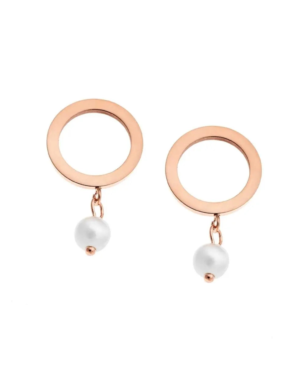 Puppis PUW78155R Σκουλαρίκια Κρεμαστά Από Ατσάλι με Πέρλες - Κοσμηματοπωλείο Goldy