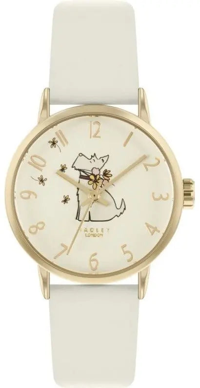 Radley London RY21264 Dog Holding Flowers White Leather Strap - Κοσμηματοπωλείο Goldy